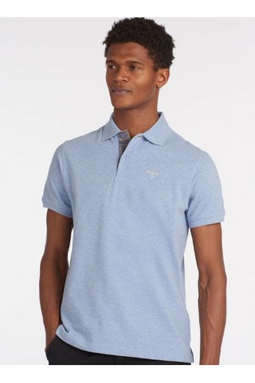 Cotton Stretch Sky Blue Marl Polo Shirt