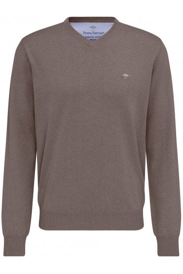 Cotton V-Neck Knit - Earth