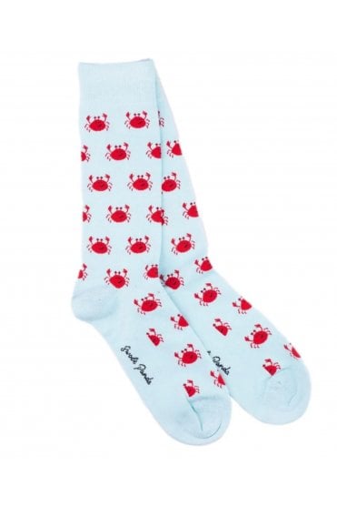 Crab Bamboo Socks – Blue