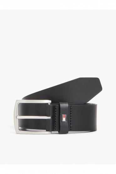 Denton Flag Logo Leather Belt – Black