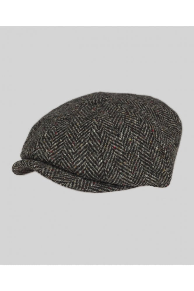 Donegal Tweed Baker Herringbone Cap - Grey