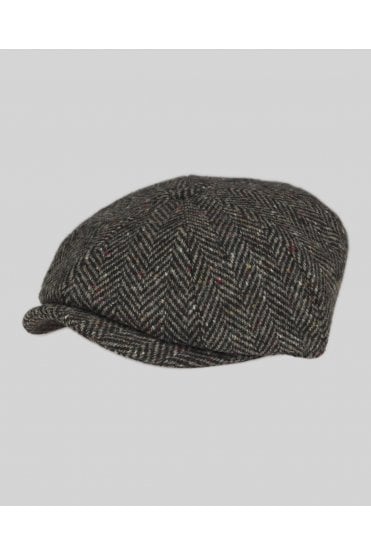 Donegal Tweed Baker Herringbone Cap - Grey
