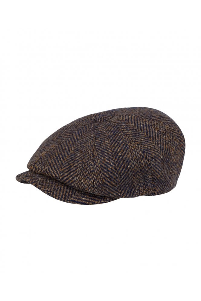 Donegal Tweed Herringbone Baker Cap – Brown / Navy