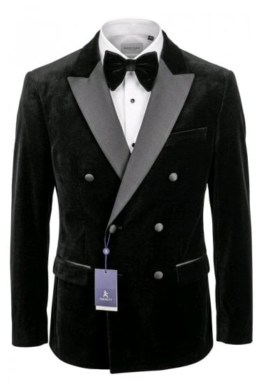 Double Breasted Velvet Jacket – Black
