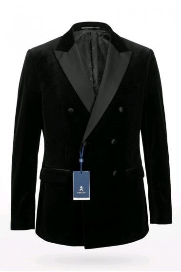 Double Breasted Velvet Jacket – Black