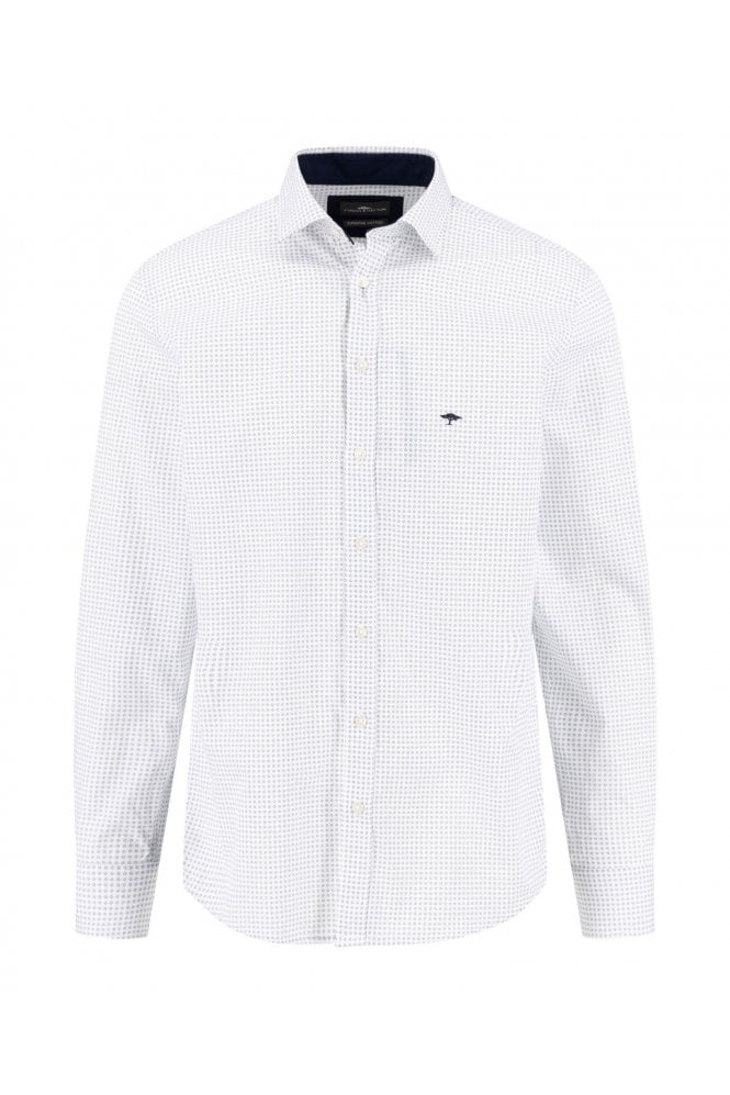 Essential Print Cotton Shirt – Navy / White
