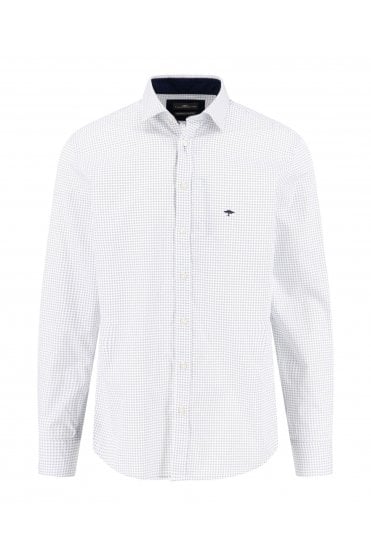 Essential Print Cotton Shirt – Navy / White