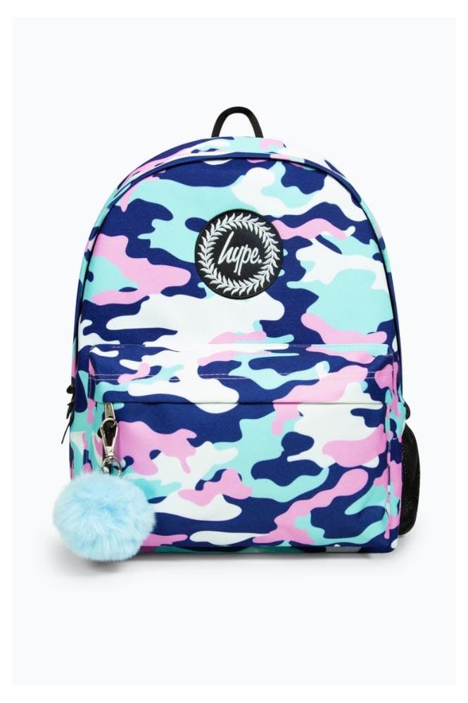 Evie Camo Iconic Backpack – Pink/Blue