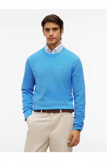 Flag Embroidery Crew Neck Jumper – Blue Spell
