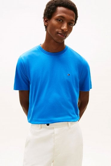 Flag Embroidery Crew Neck T-Shirt - Blue Orbit