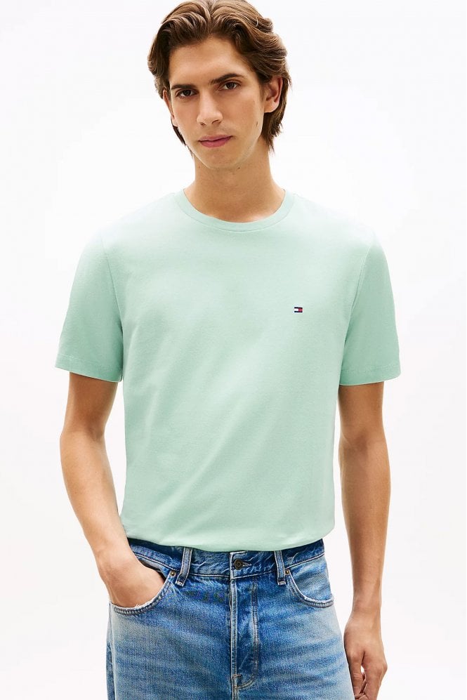 Flag Embroidery Crew Neck T-Shirt - Crushed Mint