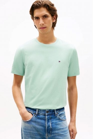 Flag Embroidery Crew Neck T-Shirt - Crushed Mint