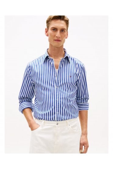 Flex Poplin Classic Stripe Regular Fit Shirt – Wedge Blue / Stripe