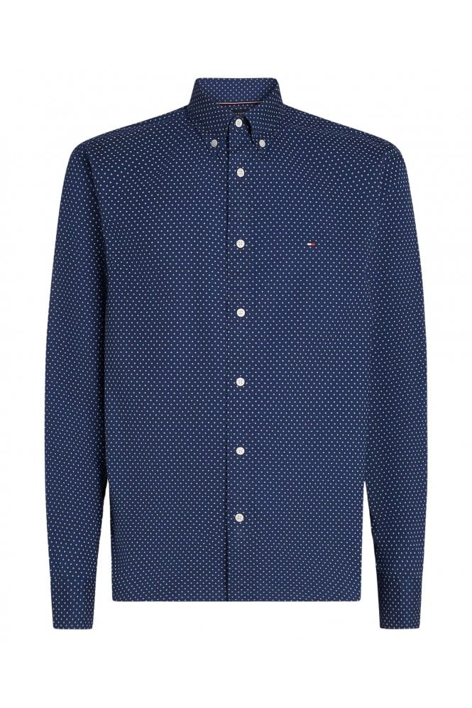 Flex Poplin Fake Solid Regular Fit Shirt – Preppy Navy / Newsprint