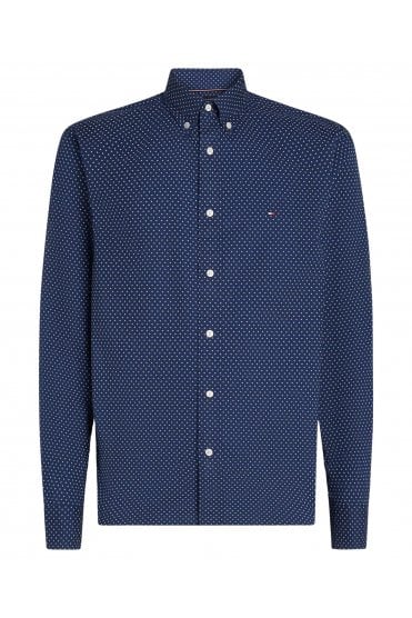 Flex Poplin Fake Solid Regular Fit Shirt – Preppy Navy / Newsprint