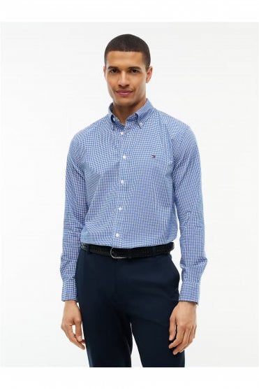 Flex Poplin Gingham Regular Fit Shirt – Ancient Blue