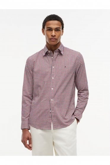 Flex Poplin Gingham Shirt – Medium Red