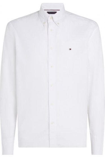 Flex Poplin Solid Regular Fit Shirt – White