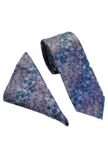 Floral Tie Set – Light Blue