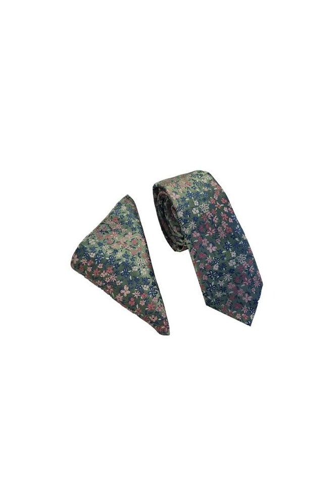 Floral Tie Set – Mid Green
