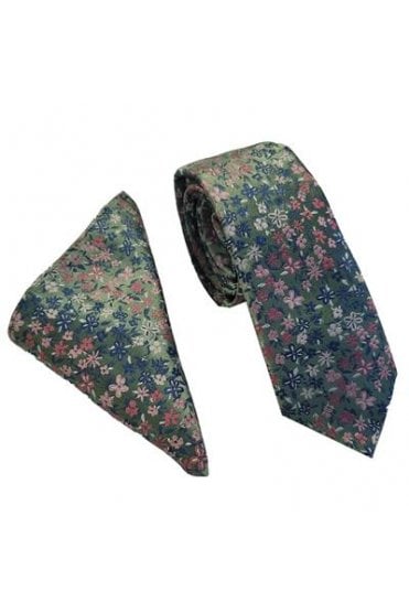 Floral Tie Set – Mid Green