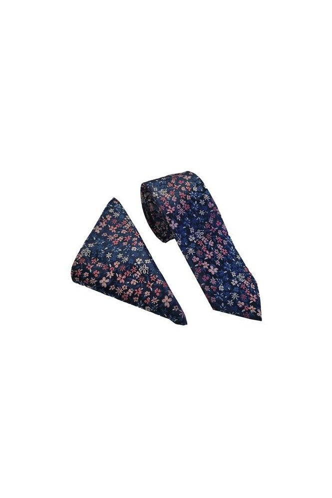 Floral Tie Set – Navy/Pink