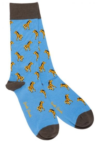 Giraffe Bamboo Socks - Blue