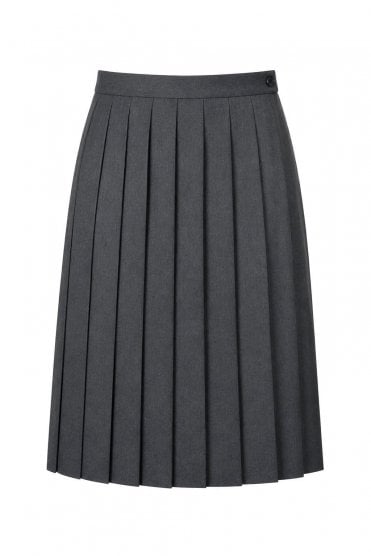 Girls School Skirt - Full Length Box Pleat - Grey