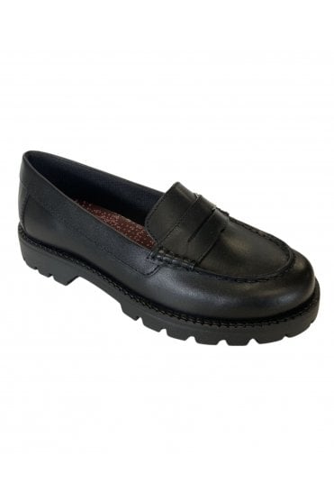 Girls Slip-On Leather Shoes – Black