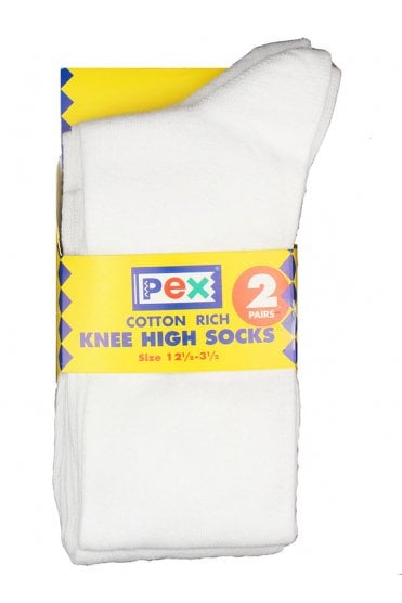 Graduate Knee High Socks 2PK - White