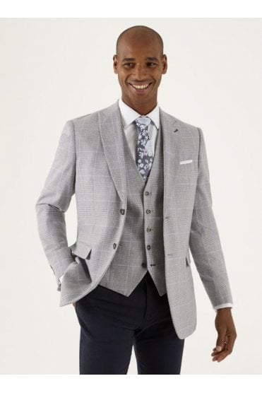 Grayson Tailored Check Jacket – Light Grey