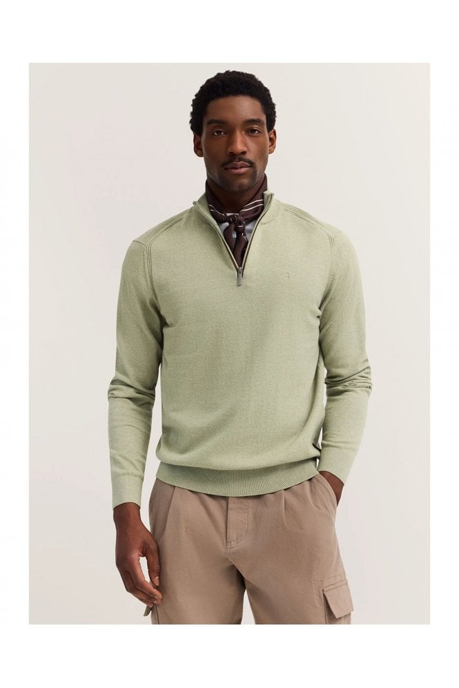 Half-Zip Troyer Neck Sweater – Green