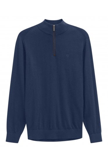 Half Zip Troyer Neck Sweater – Navy