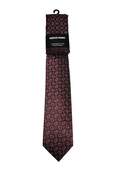 Handmade Paisley Tie and Pocket Square Set - Pink