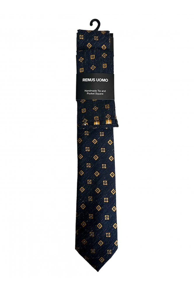 Handmade Tie and Pocket Square - Navy
