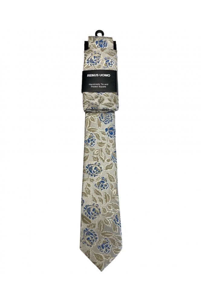 Handmade Tie and Pocket Square Set – Beige