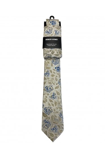 Handmade Tie and Pocket Square Set – Beige