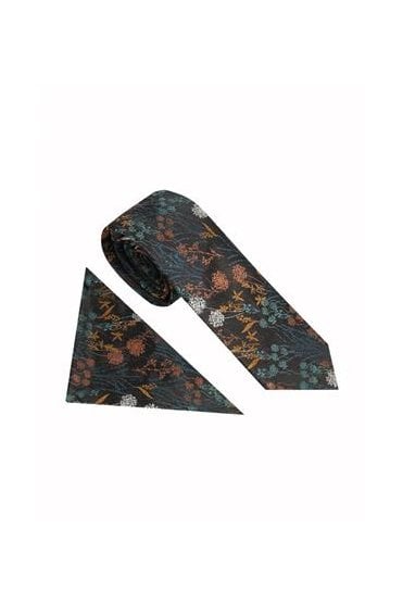 Hanging Floral Tie Set - Chocolate/Green