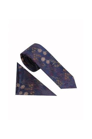 Hanging Floral Tie Set - Navy/Stone