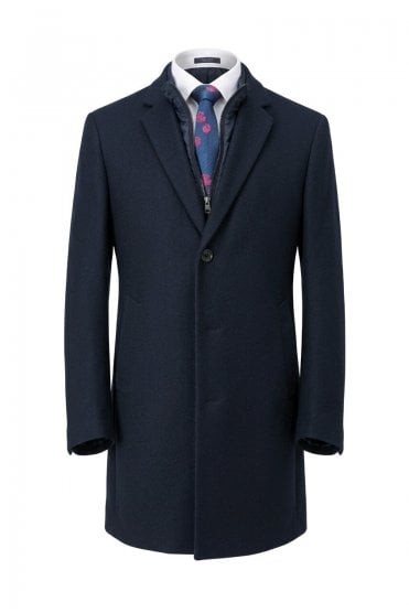 Harvey Wool-Blend Overcoat – Navy