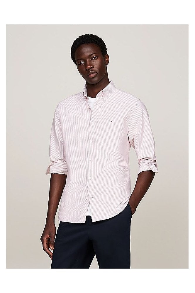 Heritage Oxford Stripe Regular Shirt – Terra Red / White