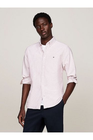 Heritage Oxford Stripe Regular Shirt – Terra Red / White