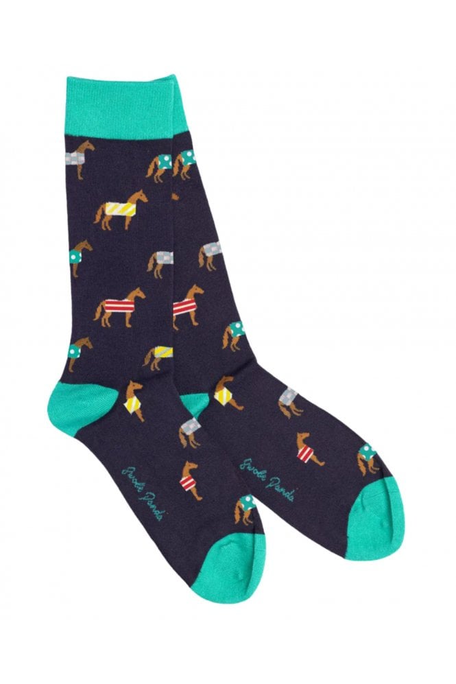 Horse Bamboo Socks – Navy