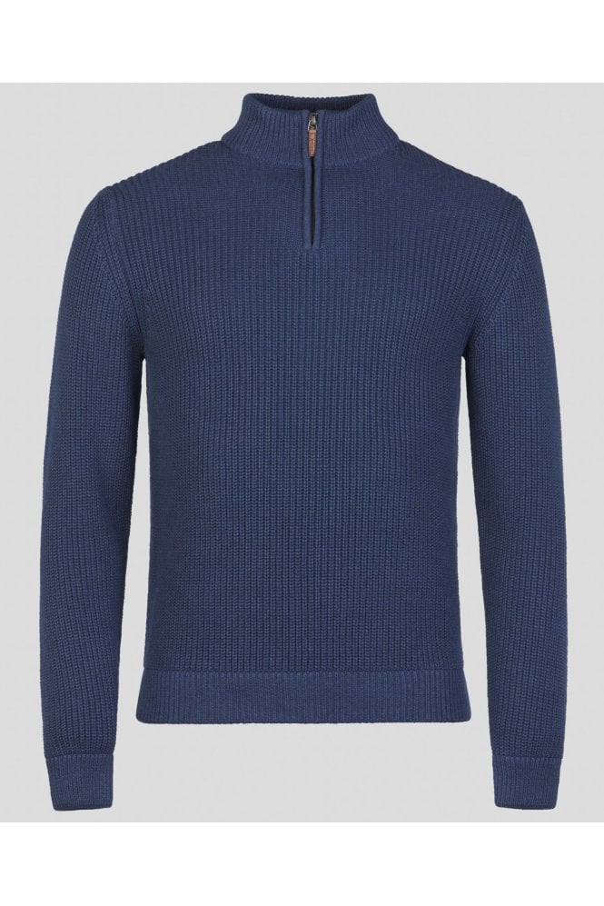 Inver 1/4 Zip Fisherman Rib Jumper – Denim Blue