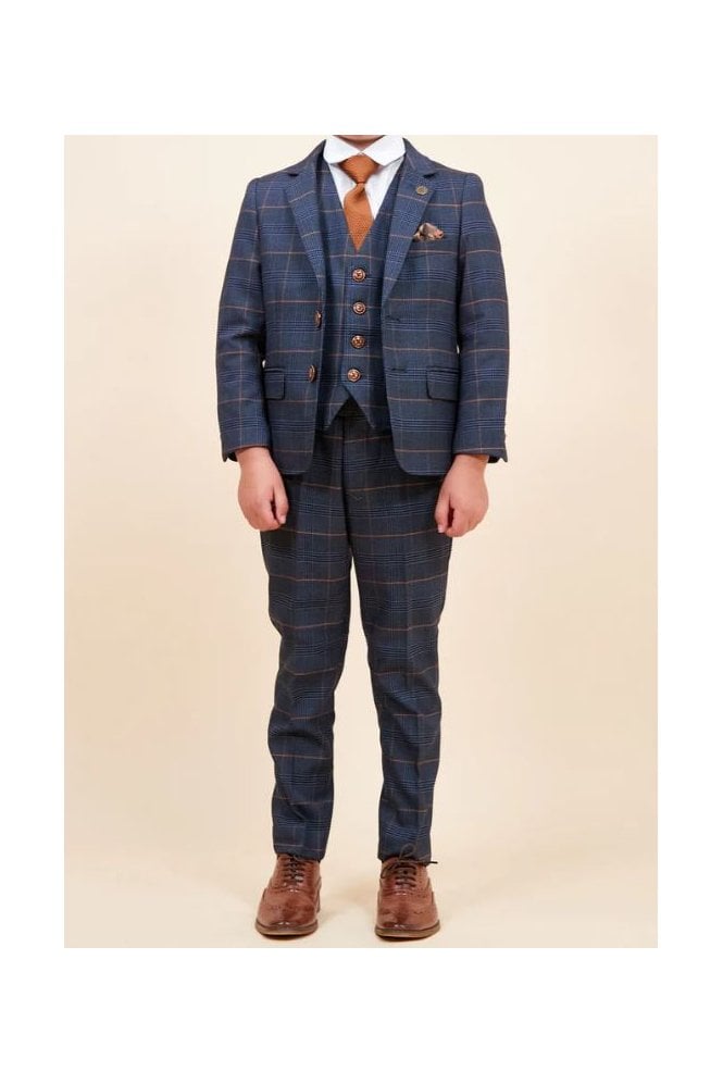 Jenson Boys Check 3 Piece Suit – Marine Navy
