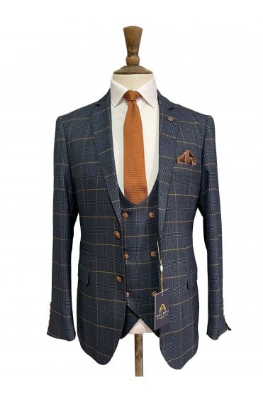 Jenson Check Jacket - Marine Navy
