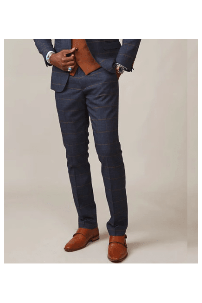 Jenson Checked Trouser - Marine Navy