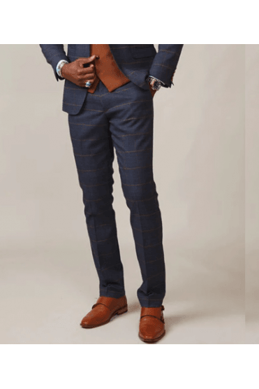 Jenson Checked Trouser - Marine Navy