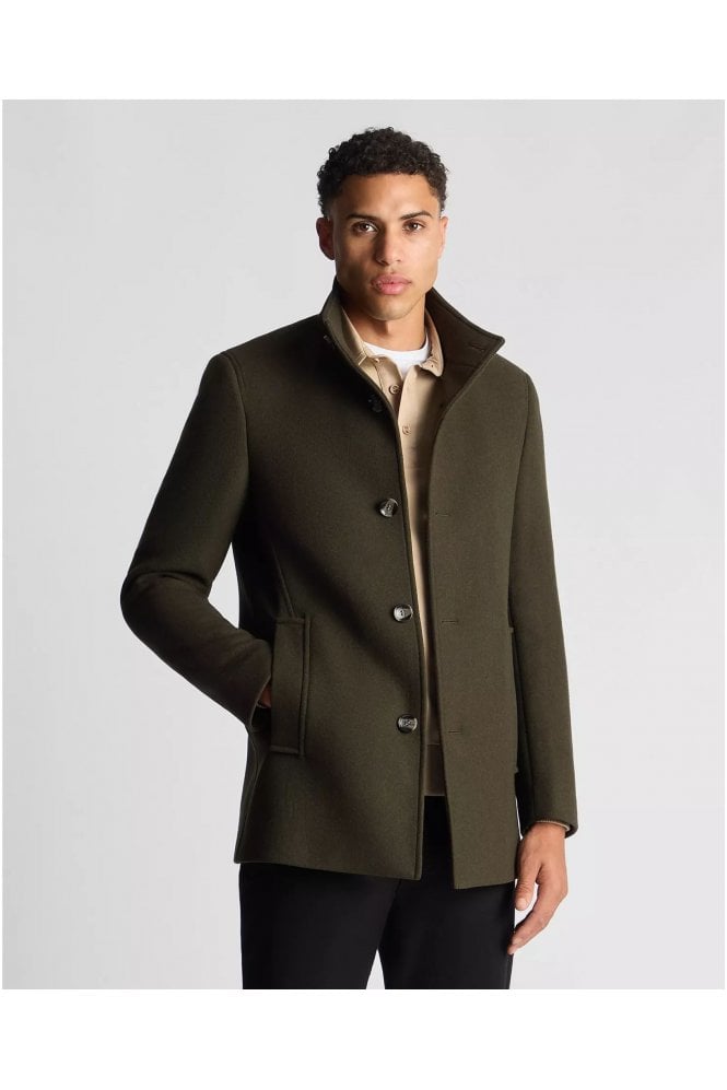 Jonah Tapered Fit Wool-Blend Overcoat – Green