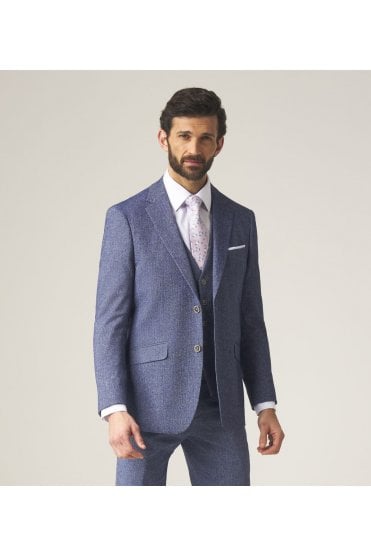 Jude Tailored Tweed Herringbone Suit Jacket – Blue